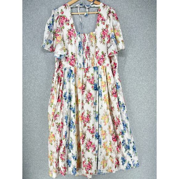 Seraphine Maternity Dress Womens 16 Floral Smocked Nursing Midi Spring Summer - Picture 5 of 16